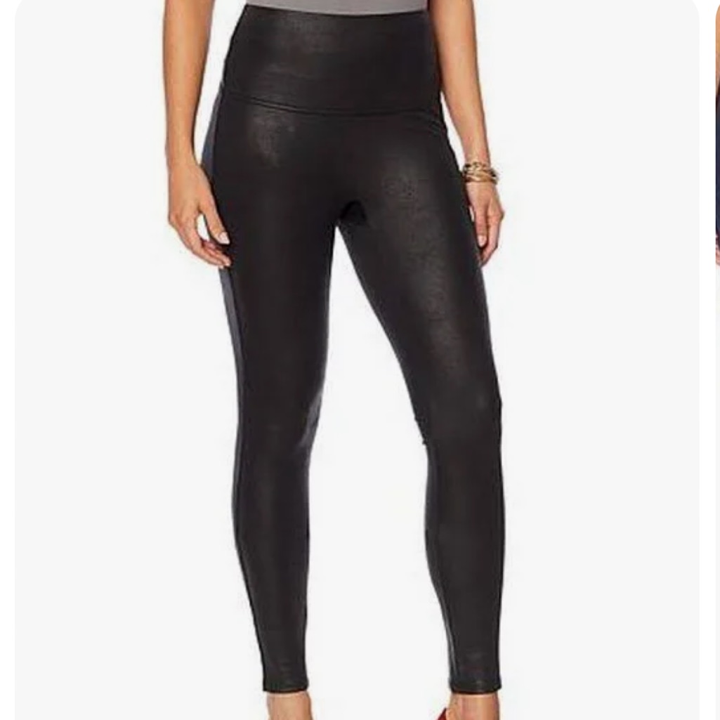 Diane Gilman Dg2 Slim & Sleek Solid Faux Leather Leggings Dark Navy Size Medium